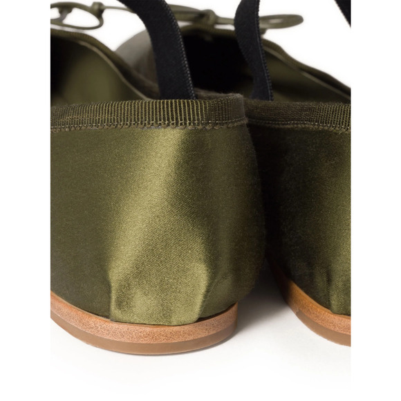 Miu Miu Satin Oliva Green Black White Logo Strap Ballet Ballerina Flats 39.5 - Picture 15 of 16